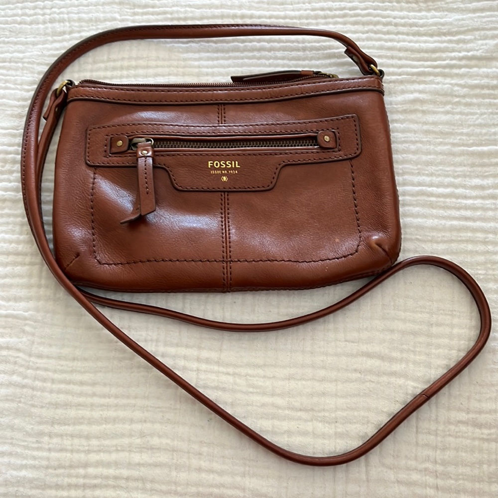 Brown Leather Fossil Crossbody Bag